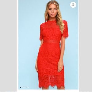 Red lace dress